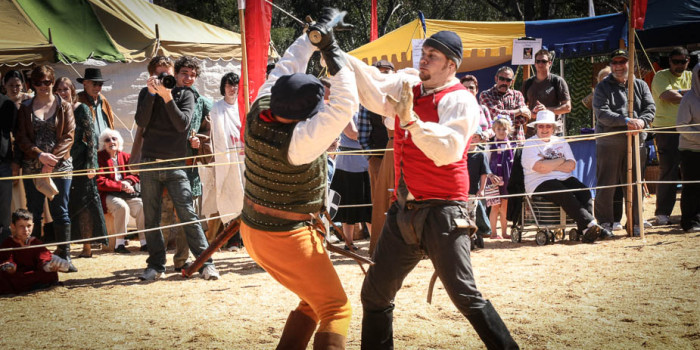 Sword fighting at the medieval festival