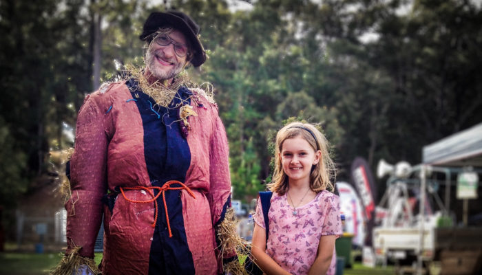 Dressed up as a scarecrow